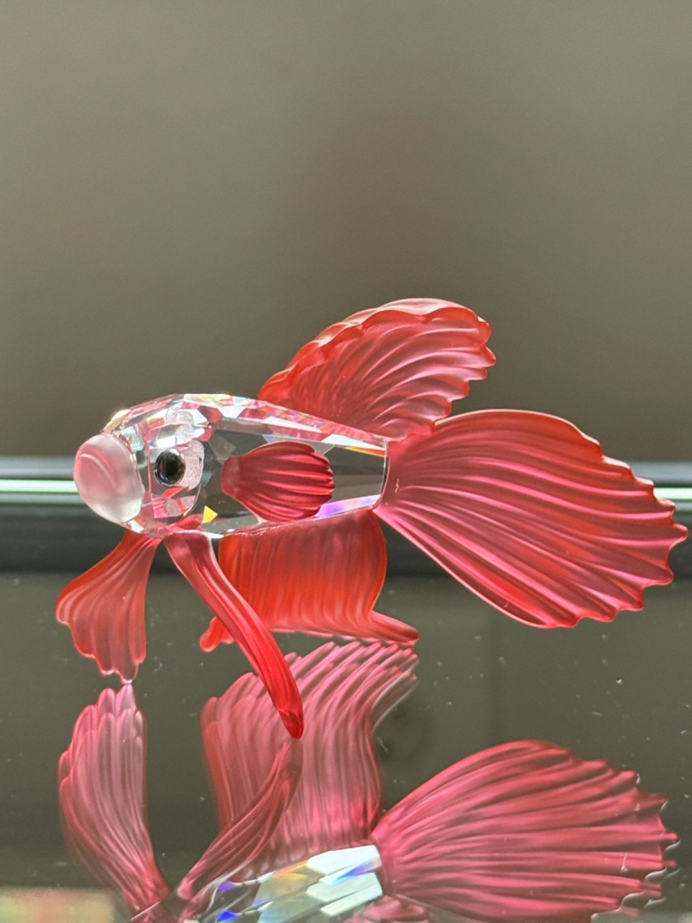 Swarovski Red Betta Fish Crystal Figurine Elegant Collectible Vintage